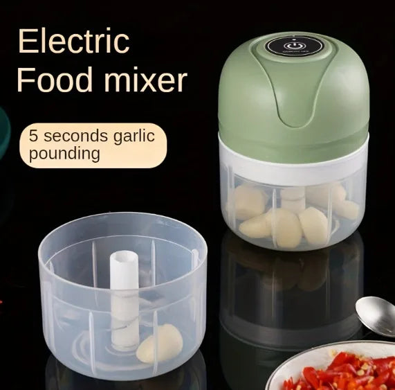 Mini Processador -Triturador Elétrico 250ml - 3 Laminas Moedor - Alho Cebola Carne Vegetais Fruta Amendoim - Recarregável USB