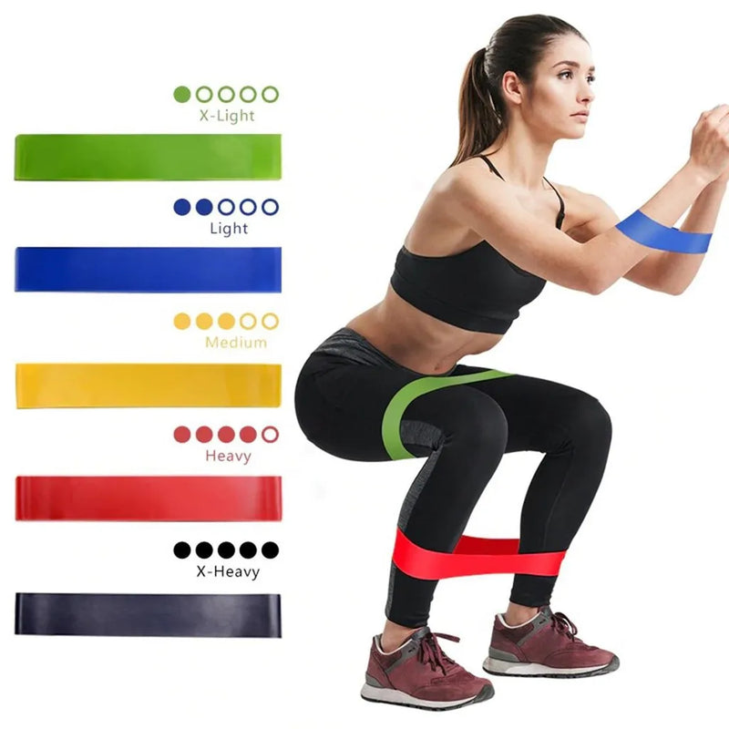 Kit 5 Faixas Elásticas Para Exercícios Multifuncional, Yoga, Fisioterapia e Treino Academia