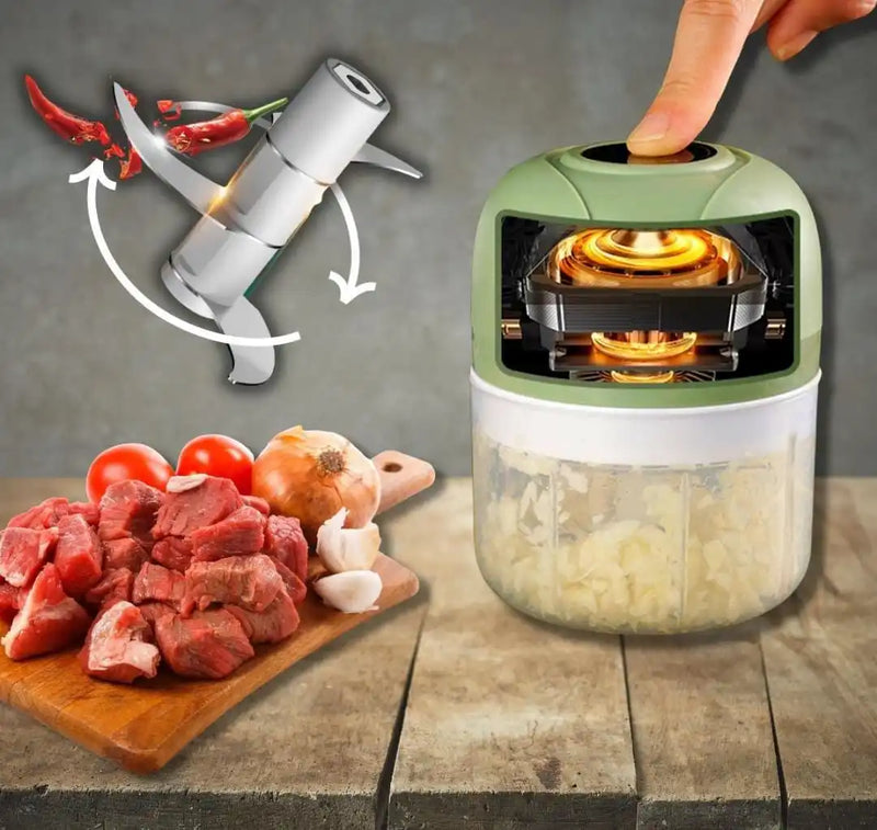 Mini Processador -Triturador Elétrico 250ml - 3 Laminas Moedor - Alho Cebola Carne Vegetais Fruta Amendoim - Recarregável USB