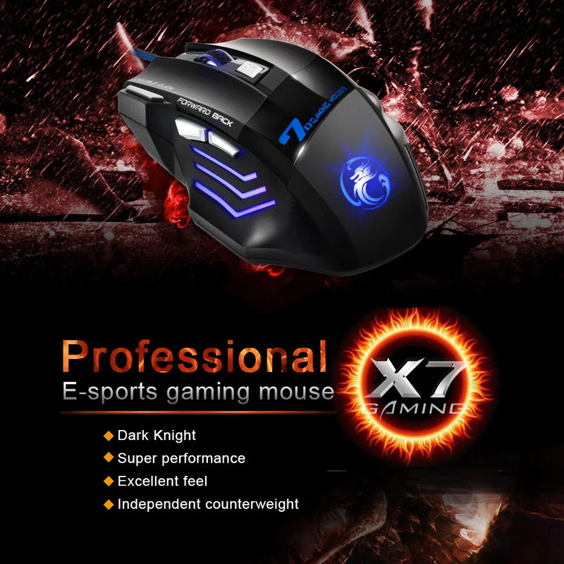 Redragon x7 - Mouse gamer usb rgb 5500 dpi Click silencioso 7 botões