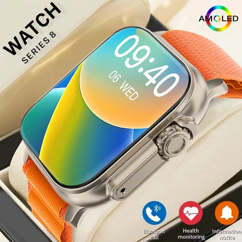 Smartwatch T800 ultra 2 (COMPATIVEL COM APPLE OU ANDROID) 49mm série 8 2.3 "tela amoled NFC, bússola.