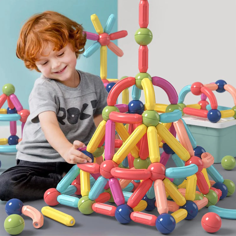 Brinquedo magnético com 128PCS, blocos para construção infantil.