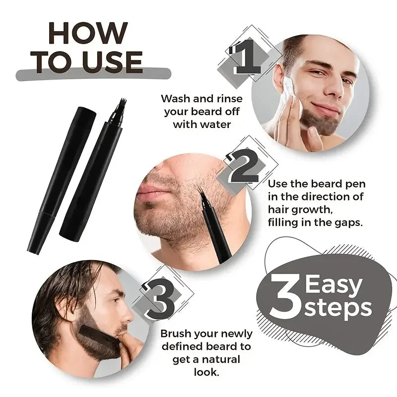 Caneta preenchedora de barba - kit com escova ou escova e pente.