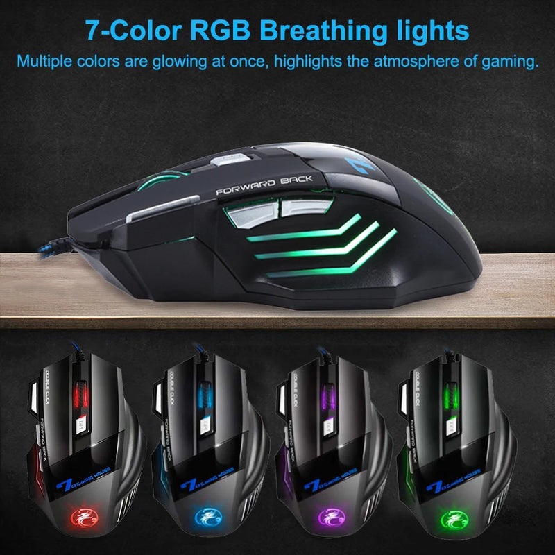 Redragon x7 - Mouse gamer usb rgb 5500 dpi Click silencioso 7 botões